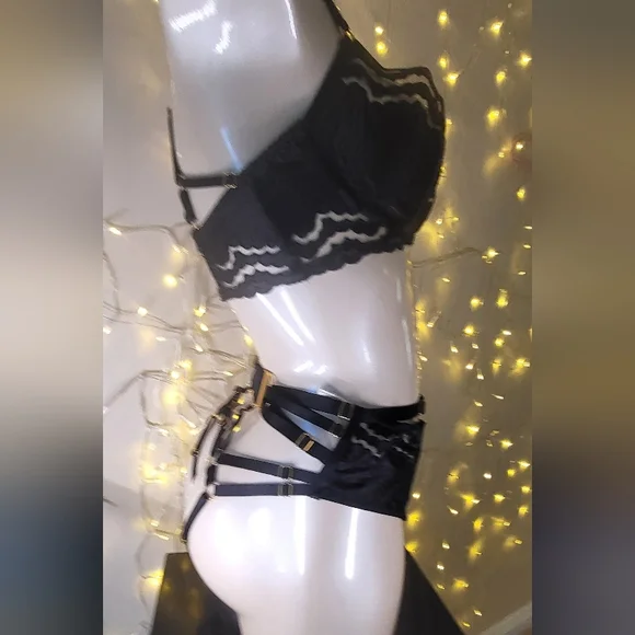 Bordelle Elegant Black Lace Lingerie Set Lot 096 Nwot